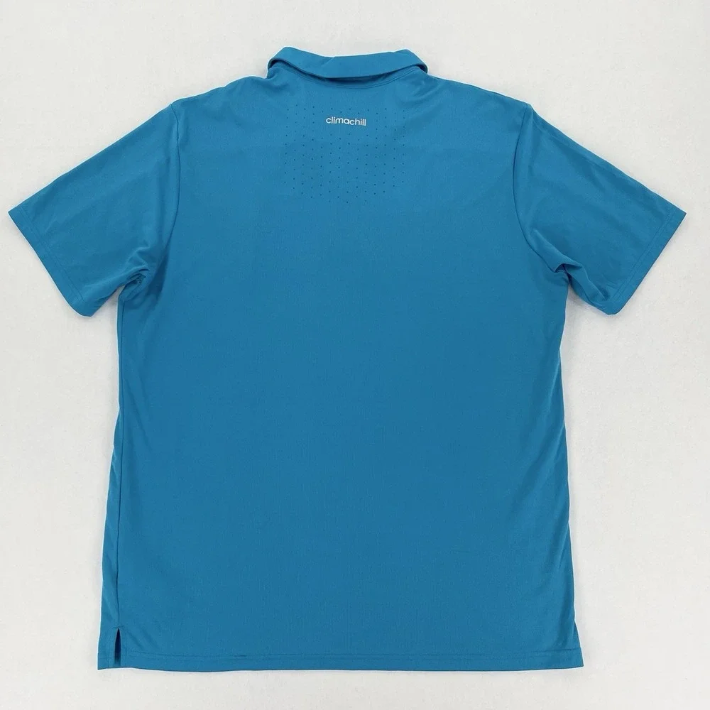 Adidas Climacool Polo Shirt Mens XL Blue Colonial Country Club Golf Logo